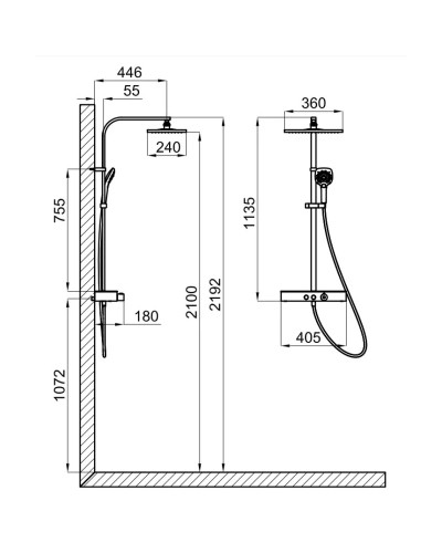 Душевая система 360х240 мм Noken Touch&Feel N155416710