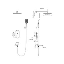 Душевая система встраиваемая Wonzon & Woghand, Темный графит (WW-88087068-BGM)