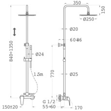 Душевая система 250 мм Teka Itaca 672970200