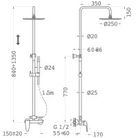 Душевая система 250 мм Teka Itaca 67297020G2