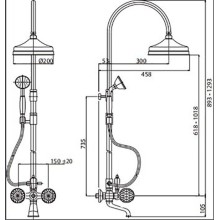 Душевая стойка со смесителем для ванны, верхним и ручным душем CEZARES ATLANTIS-CVD-02-Sw/M