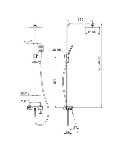 Душевая система 200 мм IDDIS Bild BILSB1Fi06
