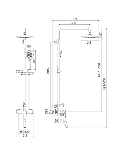 Душевая система 218 мм IDDIS Cloud CLOWG00i06