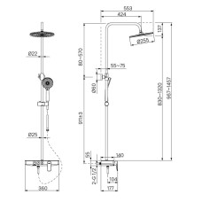 Душевая система 230 мм IDDIS Shelfy SHESB3Bi06