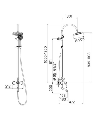 Душевая система 206 мм IDDIS Oldie OLDBR3Fi06