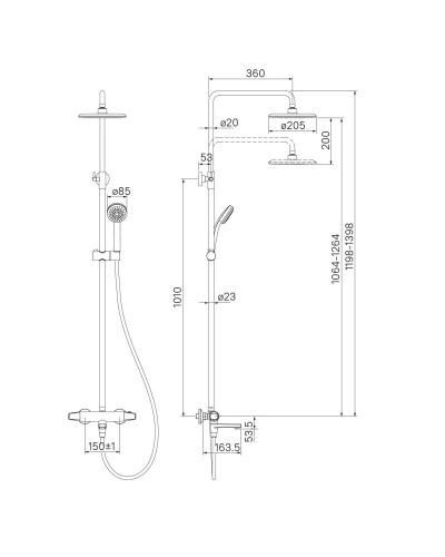 Душевая система 194 мм IDDIS Torr TORSBBTi06