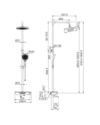 Душевая система 260 мм IDDIS SpaHome SPABLBTi06