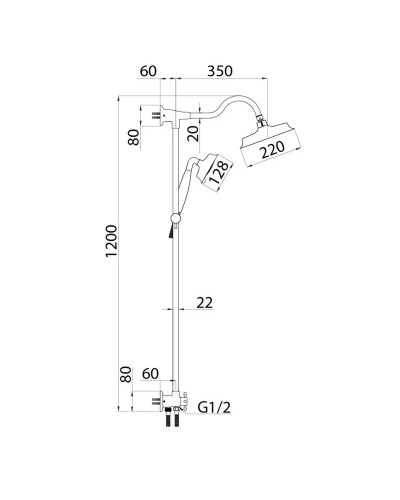 Душевая стойка 220 мм IDDIS Retro RETSB4Fi76