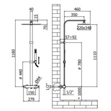Душевая система 340х220 мм Paffoni Elle ZCOL665CR