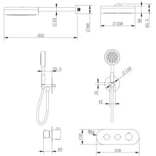 Душевой комплект 250 мм Cezares MOON-SET-TA250-01