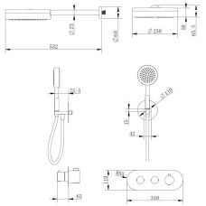 Душевой комплект 250 мм Cezares MOON-SET-TA250-01