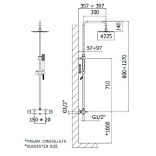 Душевая система 225 мм Paffoni Mini Master ZCOL599CR