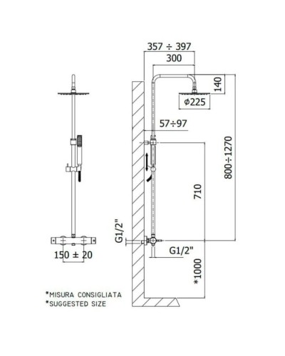 Душевая система 225 мм Paffoni Mini Master ZCOL599CR