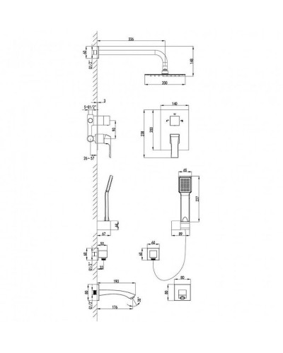 Душевая система Lemark Unit LM4522C Хром