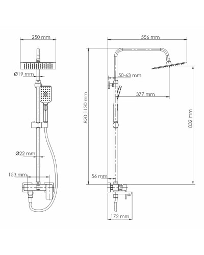 Душевая система 250 мм WasserKRAFT A27701