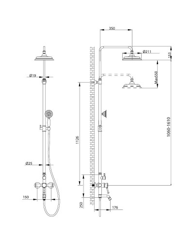 Душевая система Lemark Peretto LM6362RB Черный кофе