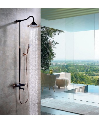 Душевая система Lemark Prime LM6162BRG Черный матовый Розовое золото