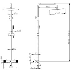Душевая система 300 мм Boheme Uno 468-T-BG