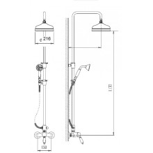 Душевая стойка со смесителем верхним и ручным душем CEZARES GIUBILEO-CD-03/24