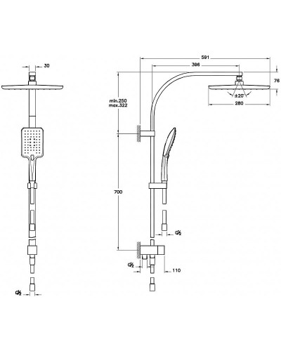 Душевая система Vitra Shine Square A45699EXP Хром