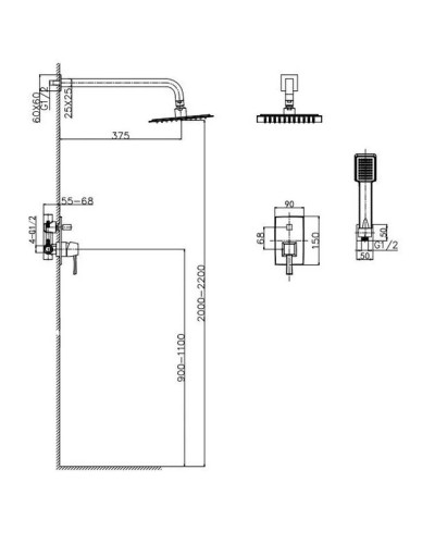 Душевой комплект Caprigo Diamante 50-215-crm