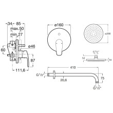 Душевой комплект 200 мм Roca Monodin-N 5D0518C00