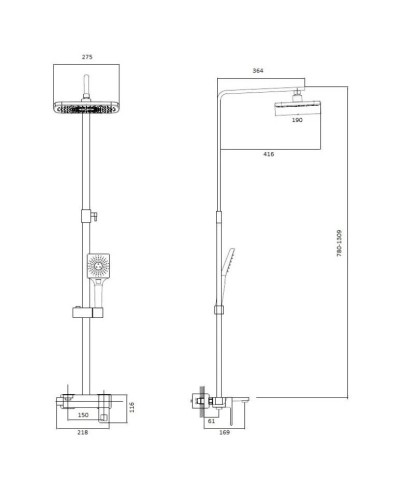 Душевая система 275х190 мм Haiba HB24615