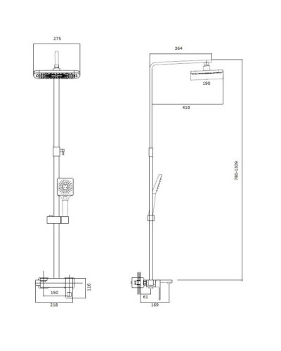 Душевая система 275х190 мм Haiba HB24615-7