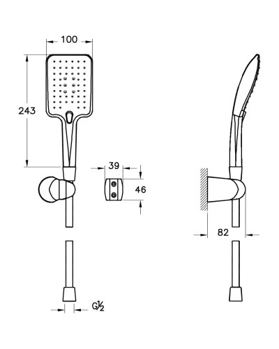 Душевой комплект 220 мм VitrA Win S A49283EXP