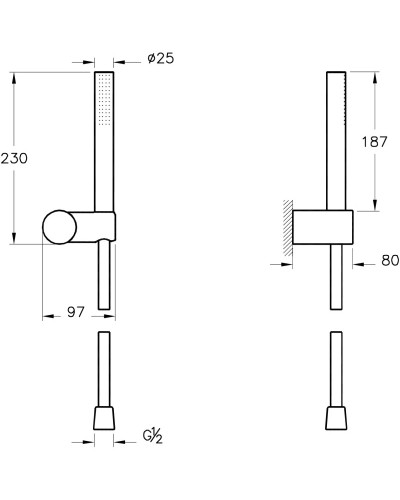 Душевой комплект 250 мм VitrA Origin A49286EXP