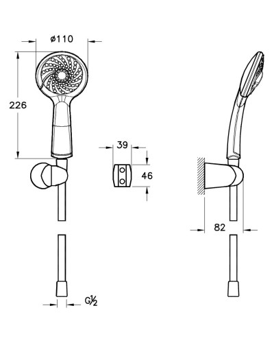 Душевой комплект 220 мм VitrA Solid S A49287EXP