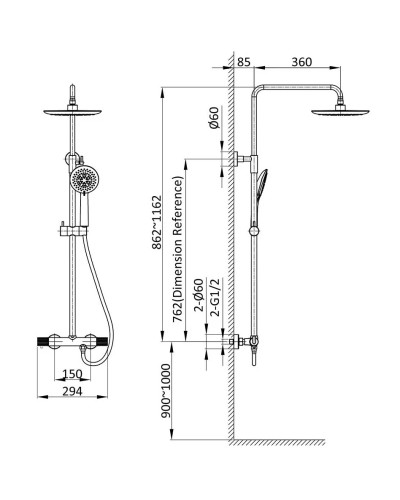 Душевая система 250 мм Vincea Desire VSFS-1D0TCH
