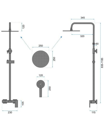 Душевая система 250 мм Rea Roger REA-P0692