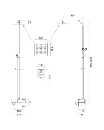Душевая система 200 мм Rea Fort REA-P9861