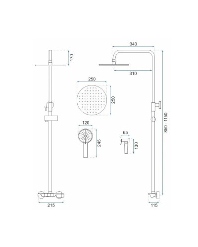 Душевая система 250 мм Rea Max REA-P6617
