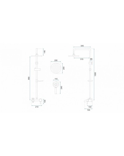 Душевая система 200 мм Rea Luis REA-P7006