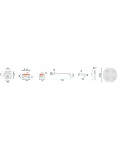 Душевой комплект 300 мм Rea Miler REA-P6715