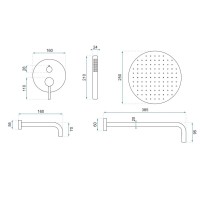 Душевой комплект 250 мм Rea Lungo REA-P4125