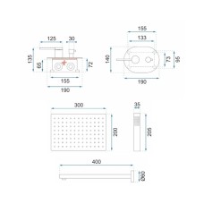 Душевой комплект 300х200 мм Rea Oval REA-P8467