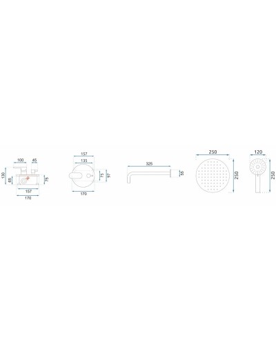 Душевой комплект 250 мм Rea Hyper REA-P2000