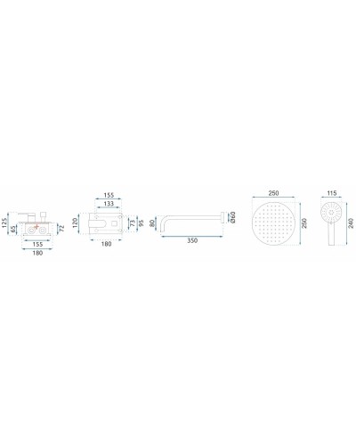 Душевой комплект 250 мм Rea Verso REA REA-P9150