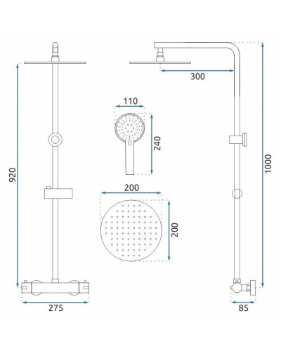 Душевая система 200 мм Rea Bliss REA-P8806