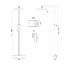 Душевая система 250х170 мм Rea Tom REA-P7101