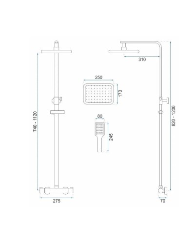 Душевая система 250х170 мм Rea Tom REA-P7101