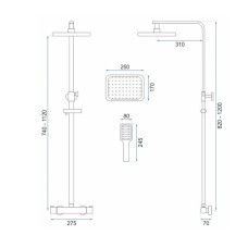 Душевая система 250х170 мм Rea Tom REA-P7102
