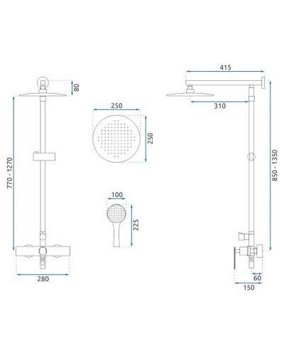 Душевая система 250 мм Rea Aldi REA-P8800