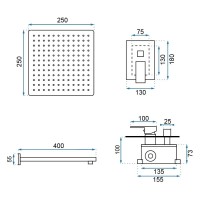Душевой комплект 250 мм Rea Fenix REA-P8451