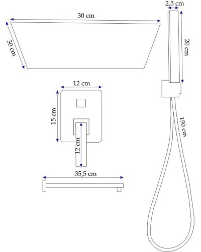 Душевой комплект 300 мм Rea Sonic REA-P0369