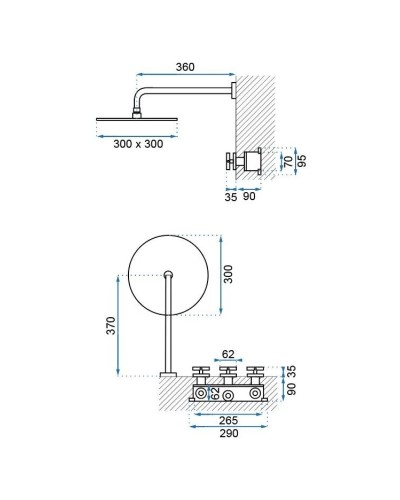 Душевой комплект 300 мм Rea Exit REA-P8000