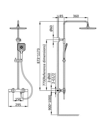 Душевая система 250 мм Vincea Next VSFS-1N0TMB